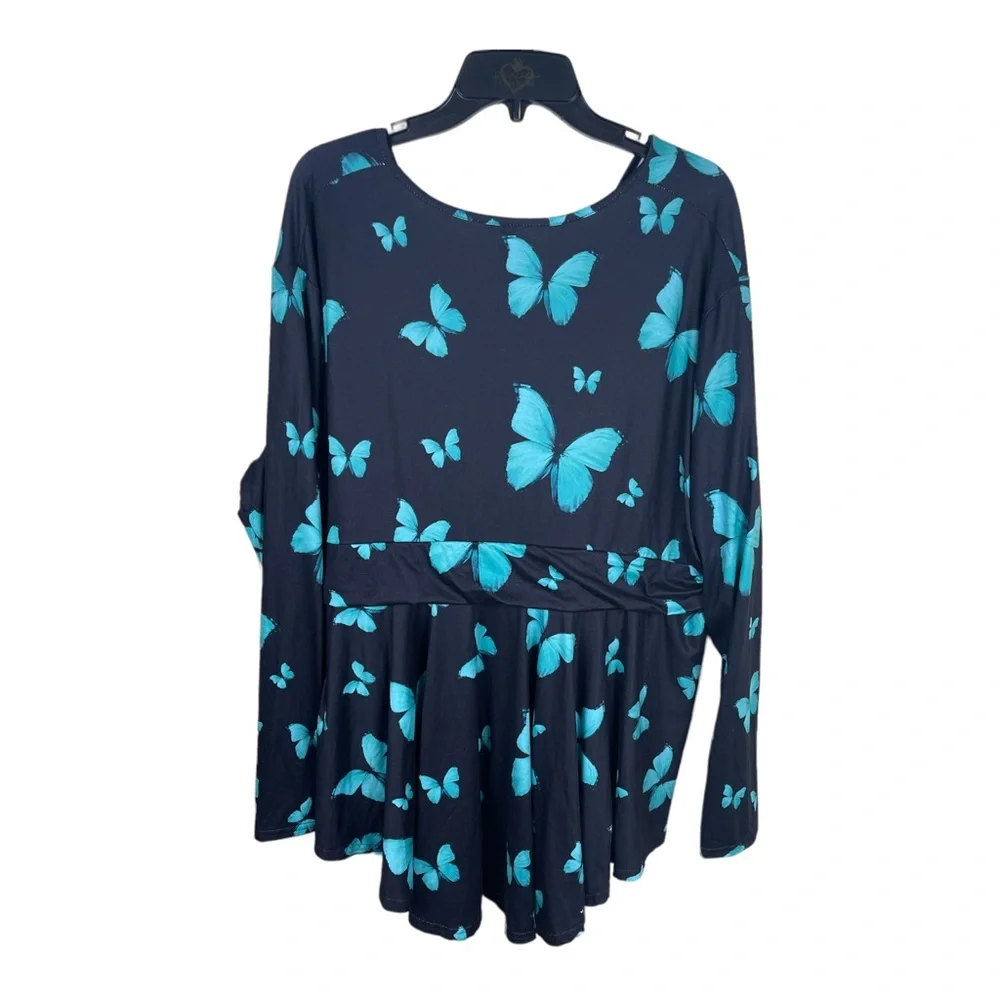 Allegrace Butterfly Print Wrap Top Size 4x - Picture 2 of 6